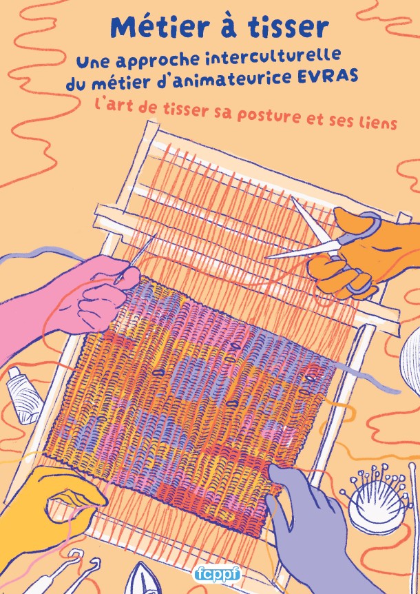 Couverture d'un cahier Illustrant un métier à tisser